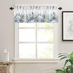Vandarllin Blue Christmas Poinsettia Kitchen Curtains and Valances Set - Image 6