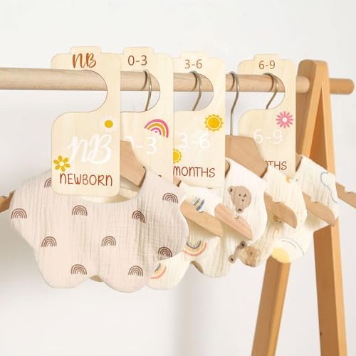8Pcs Baby Closet Dividers for Clothes Organizer Wooden Double Sided Baby - Image 2