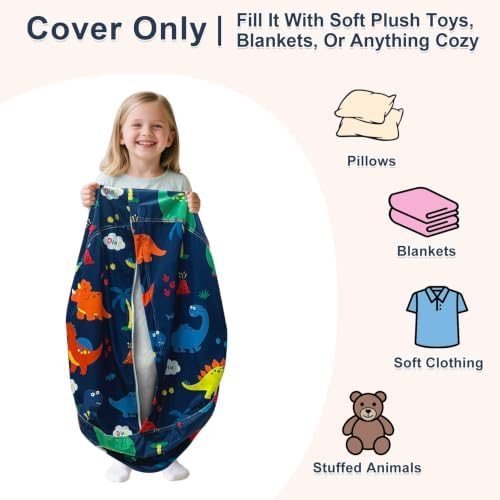 Lukeight Dinosaur Stuffed Animal Storage Bean Bag Chair Cover - Image 2