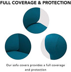 PureFit Stretch Oversized Couch Covers Sofa Slipcovers Peacock Blue - Image 3