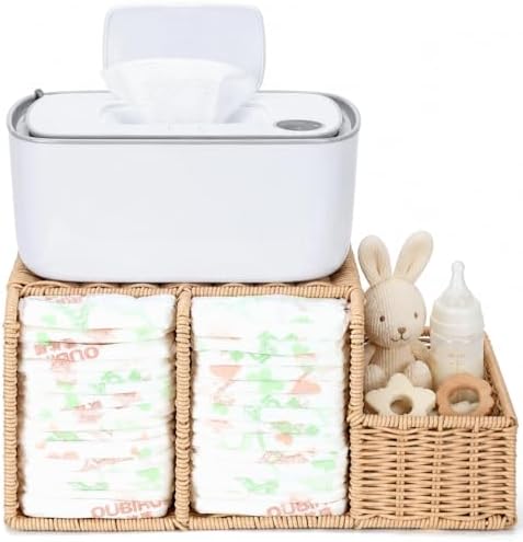 Diaper Caddy Organizer, Hand Rattan Nursery Storage Basket by Klippehop