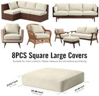 8Pcs Outdoor Cushion Covers, Stretch Patio Furniture Couch Chair Slipcovers - Image 2