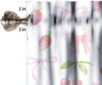 Cute Pink Bow Valance, Watercolor Aesthetic Pink Strawberries Cherries Pastel - Image 3