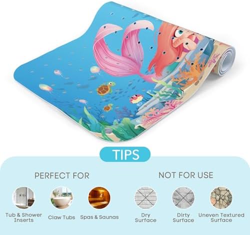 SHUCHING Mermaid Bath Mat for Tub Non Slip-40x16 Inch - Image 7