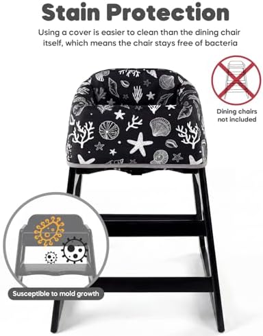 Mamatepe Baby High Chair Cover, Restaurant Seat Liner | Black - Image 2