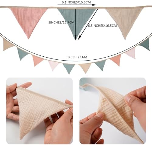 Pennant Banner Bunting Flags Multicolor, Garland Triangle Banners Fabric - Image 2