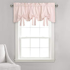 Lush Decor Melody Bow Valance Curtain 52" W x 18" L +3" Blush by LushDecor