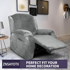 ZNSAYOTX Stretch Velvet Recliner Cover 4-Pieces, Thick Soft Recliner Chair - Image 2
