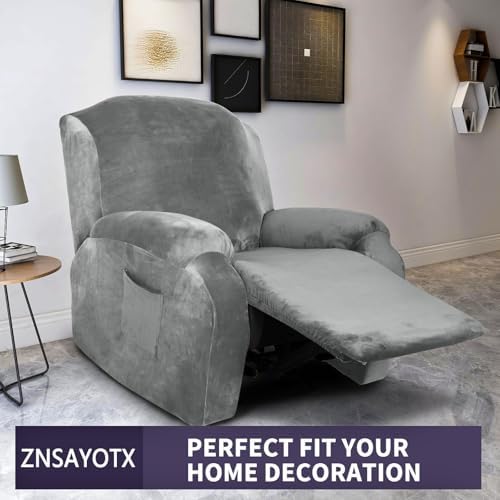 ZNSAYOTX Stretch Velvet Recliner Cover 4-Pieces, Thick Soft Recliner Chair - Image 2