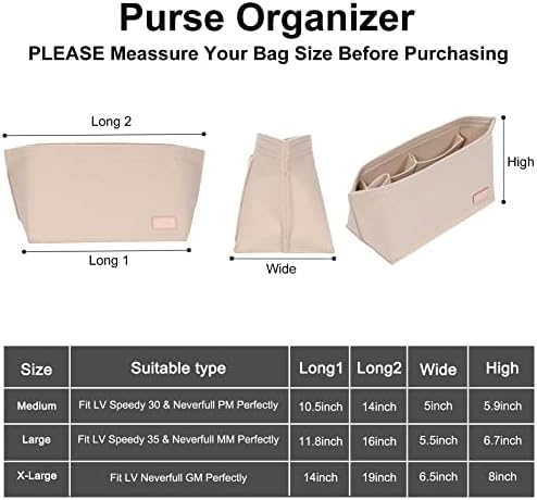 Doxo Purse Organizer Insert for Handbags & Base Shaper 2pc Set, Felt Neverfull - Image 3