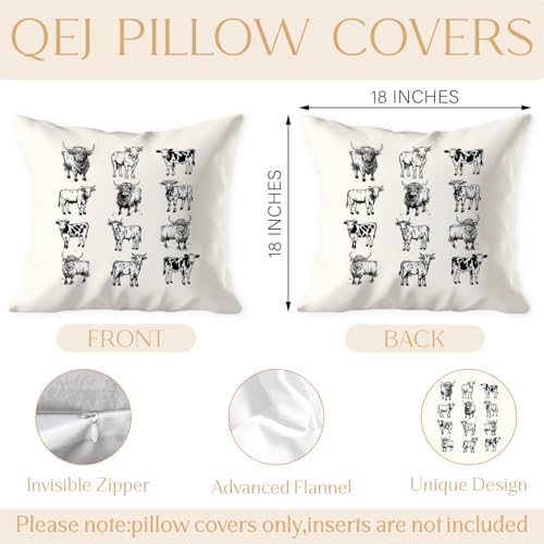 Farmhouse Highland Cow Pillow Cover 18x18 Double-Sided, Highland Cow Lovers - Image 7