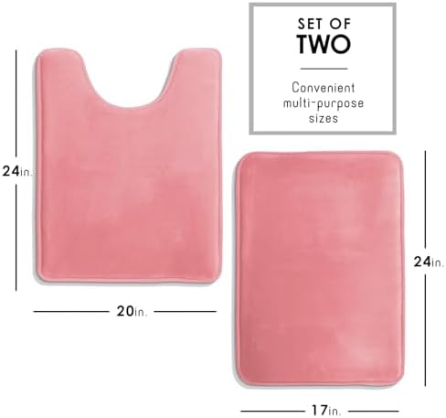 Clara Clark 2 Piece Bathroom Rugs, Velvet Memory Foam Bath Mat Set, Non-Slip - Image 2
