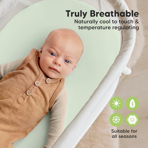 2pk Waterproof Bassinet Sheets Boy, 33x17 Mattress Cover - Image 5