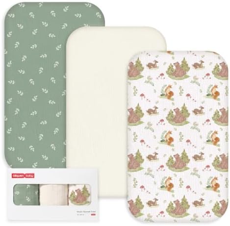 Gllquen Baby 3-Pack Muslin Cotton Bassinet Sheets by GLLQUENBABY