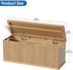 Akxomel 45.3" Fluted Storage Chest Wooden Storage Trunk 2 Safety Hinges Oak - Image 3