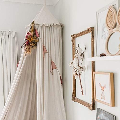 MAMERIA Kids Bed Canopy with Frills Cotton Hanging Tent Curtain Net by IBIZA+VIBE