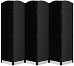 6 Panel Folding Room Divider, Woven Privacy Screen by cocosica
