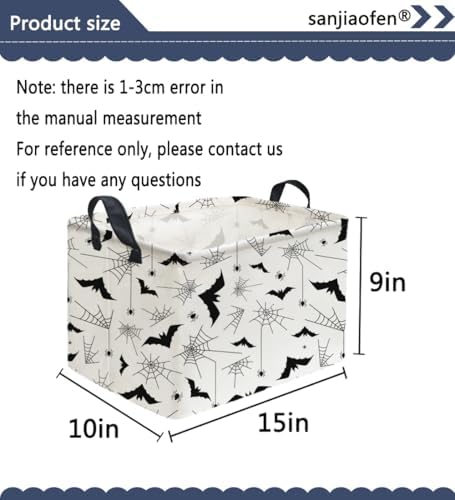 Sanjiaofeng Rectangular Kids Basket Halloween Storage Bins, Bat Storage Basket - Image 2