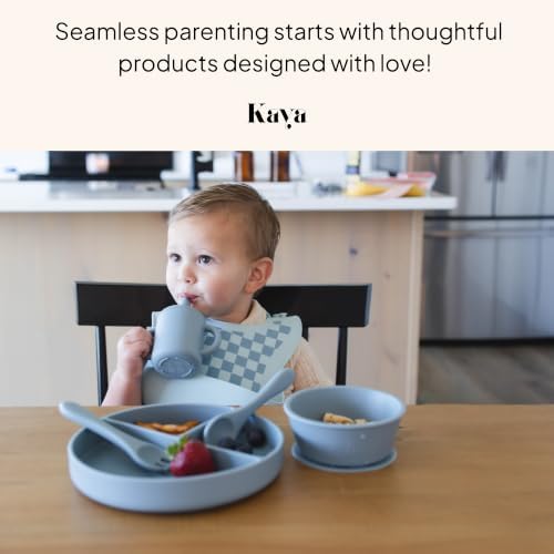 Kaya Silicone Baby Bib Pack of 2, BPA-Free Waterproof Food Catcher, Adjustable - Image 7
