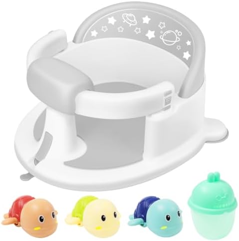 Baby Bath Seat 6M+, Non-Slip Cushion, 5-Pc Set by SMGZG