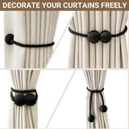 Hion Magnetic Curtain Tiebacks Black 2pcs, Curtain Holdbacks Hooks Holders - Image 6
