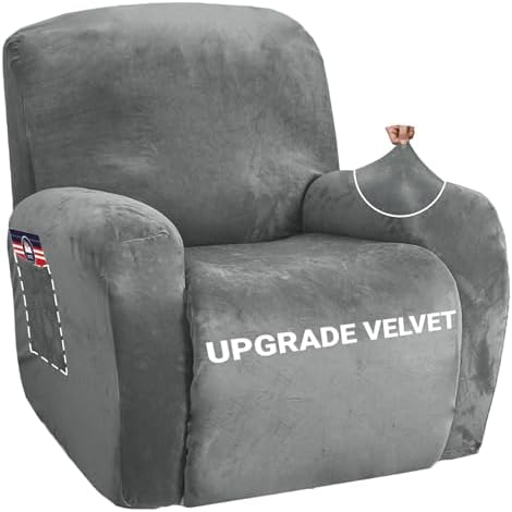 ZNSAYOTX Stretch Velvet Recliner Cover 4-Pieces, Thick Soft Recliner Chair by ZNSAYOTX