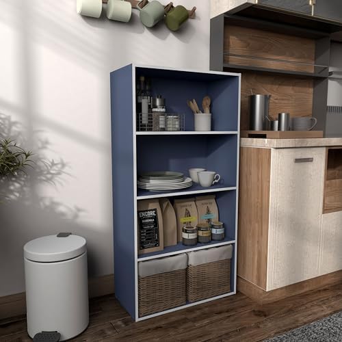 Homes: Inside + Out Apexa 4-Tier Cube Storage Organizer Shelves, Stackable Wood - Image 6