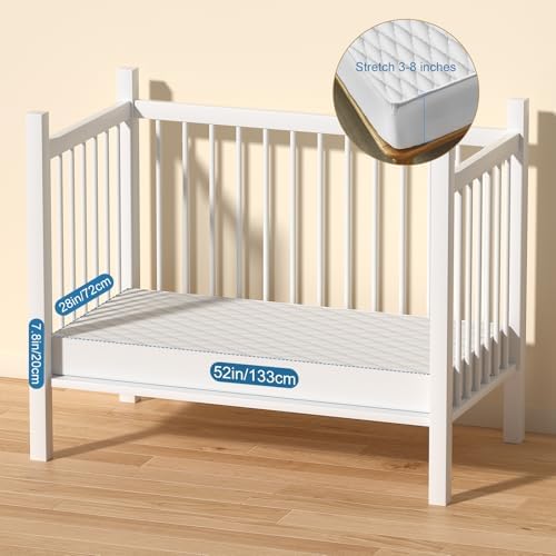2Pack Waterproof Crib Mattress Protector, Cotton 52X28 Fitted Crib Sheets Crib - Image 2