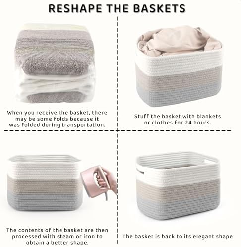4 Pack Large Storage Baskets for Organizing, and Clothes, Cotton Rope Basket - Image 7