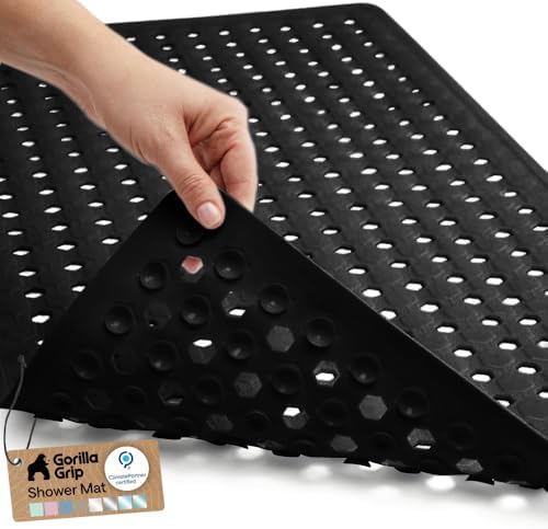 GORILLA GRIP Bath Tub Shower Mat, Bathtub Floor Liner, 35x16 Black by GorillaGrip