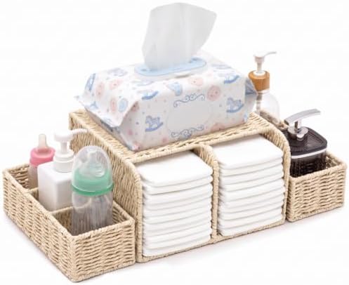 Large Wicker Diaper Caddy Changing Table Organizer by Unknown