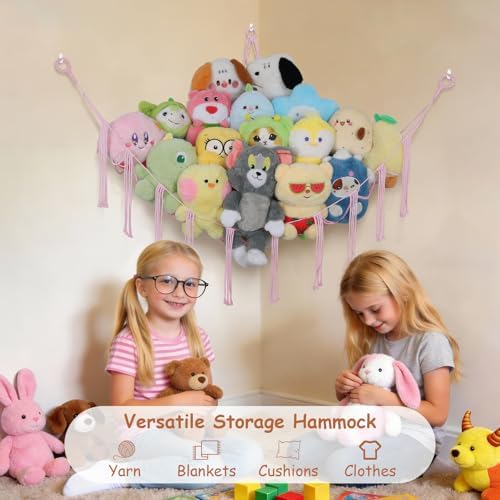 Stuffed Animal Net Hammock Corner, 55Inch Large No Drilling Plushie Net - Image 4