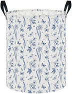 62L Blue Floral Butterfly Waterproof Laundry Hamper by NTAOHAMPER