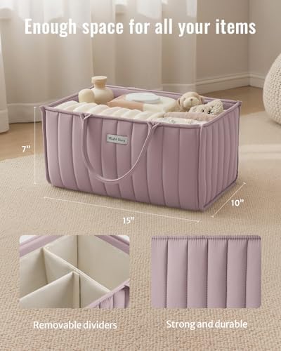 Blissful Diary Baby Diaper Caddy Organizer, Nursery Storage, Mauve Pink - Image 3