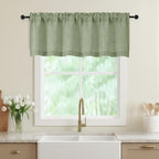 Sage Green Valances for Windows, Light Filtering Faux Linen Textured Small by WelvetBLK