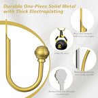 Hion Curtain Holdbacks Gold 4pcs, Curtain Tiebacks Wall Mounted Hooks - Image 3