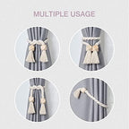 NICEEC 4 Pack Wooden Polyhedron Magnetic Curtain Tiebacks Boho Home Decor Drape - Image 6
