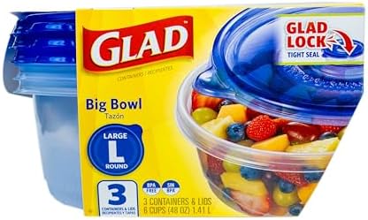Glad GladWare Big Bowl Food Storage Containers, Large Round, 48 oz - Image 2