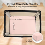 2 Pack and Play Sheets, Waterproof Mini Crib Sheet Fitted 38x26 - Image 3