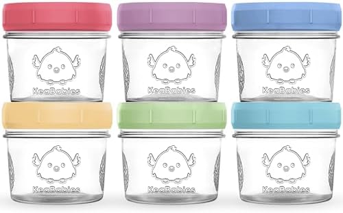 KeaBabies 6pk 4oz Glass Baby Food Containers by KeaBabies