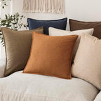 Foindtower Linen Solid Decorative Throw Pillow Covers 16x16 Autumn Orange - Image 7