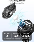 buywoo Portable Stroller Mini Fan, Small Rechargeable Personal Cooler w/ 360° - Image 3