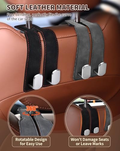 Headrest Hooks for Car, 4 Pack Car Seat Back Organizer Storage Hook, Double - Image 2