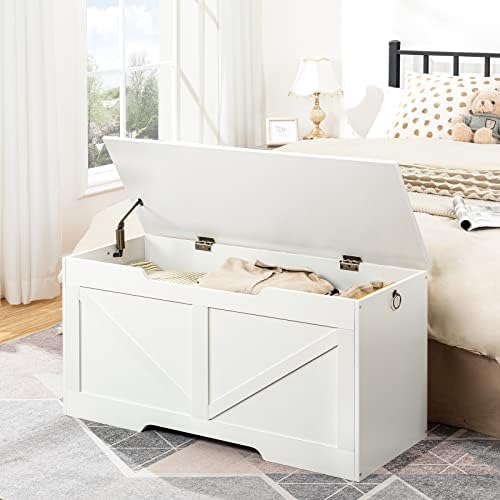 HOOBRO Storage Bench, 39.4” Retro Wooden Storage Chest - Image 4