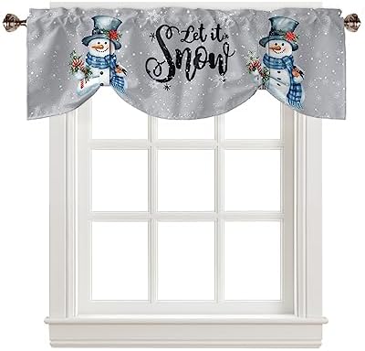 Snowman Christmas Blackout Tie Up Valance Curtains by VandarllinHomeKitchenDecor