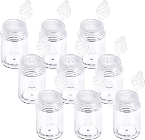 10 Pcs Plastic Loose Powder Jar - 10 ml Clear Cosmetic Glitter Powder Bottle by Unknown