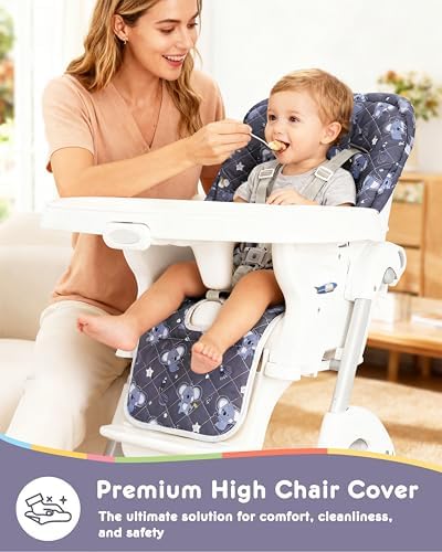 Baby High Chair Cover Replacement, Reversible & Waterproof High Chair Cushion - Image 3