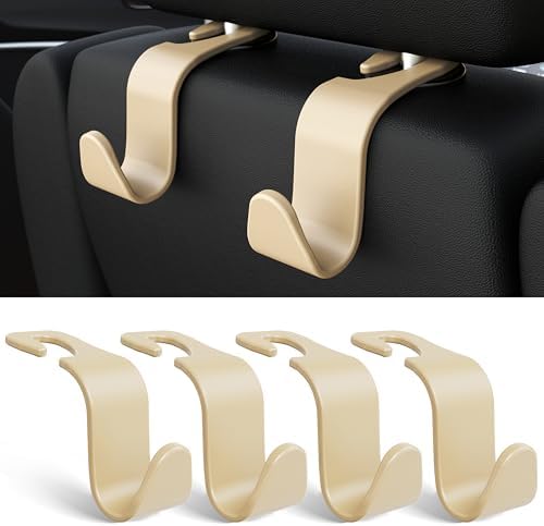 4-Pack Car Headrest Hooks Holds 55lbs Seat Storage Organizer by Amooca
