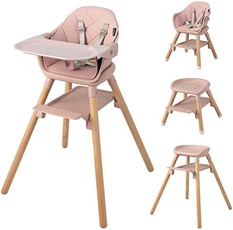 BABY JOY Baby High Chair, 6 in 1 Convertible Wooden High Chair by BABYJOY