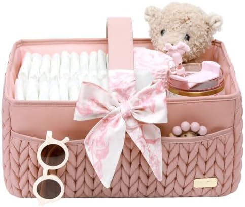 Luxurious Baby Diaper Caddy, Nursery Storage Basket by LUKJOJO